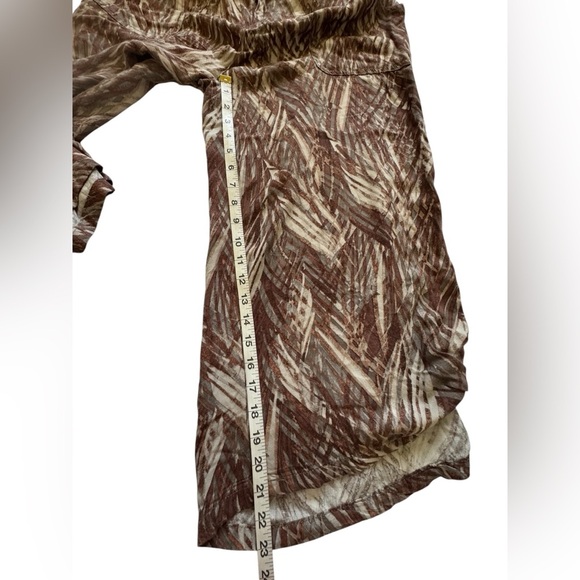 Democracy Women's BOHO Brown Hight Rise Palm Print Wide Leg Cropped Pants Size 4 - Picture 10 of 12